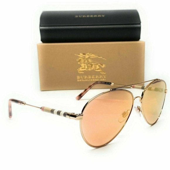 Burberry Women\'s Rose Gold and Brown Sunglasses